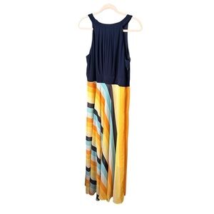 Studio One new York Striped Maxi Dress in Navy and Multicolor size 12